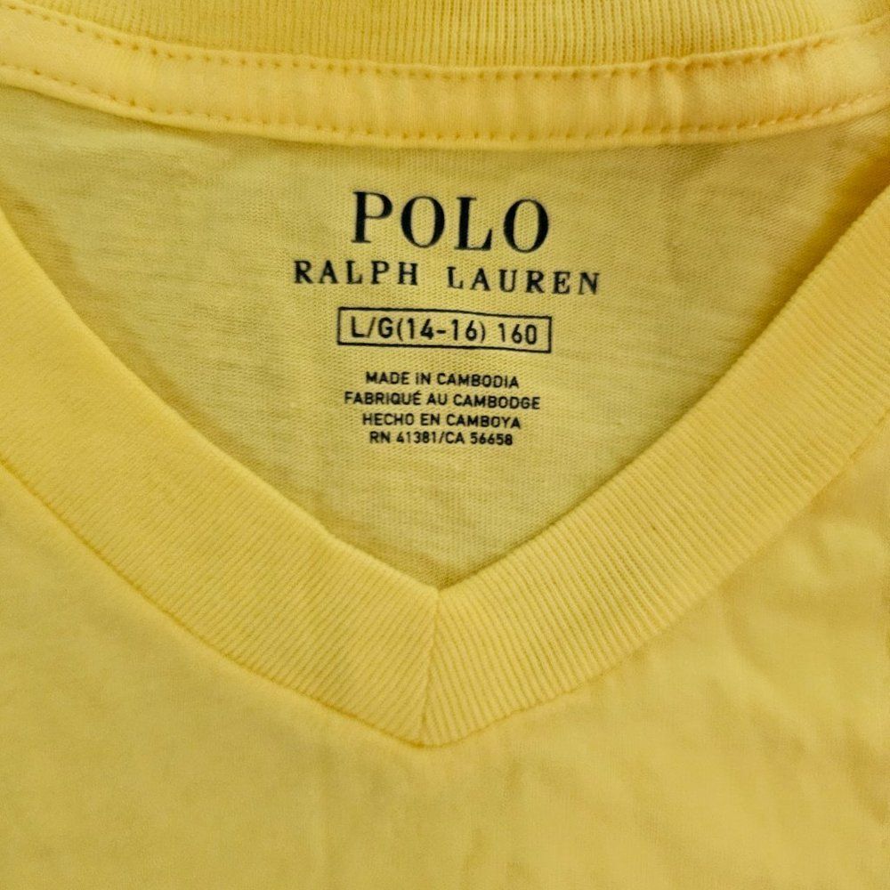 Polo Ralph Lauren Kid's Boys Yellow V-Neck Short Sleeves T-Shirt Size Large - Picture 5 of 10